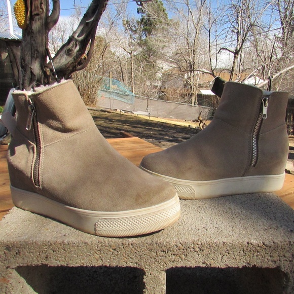 Steve Madden Shoes - Wanda Taupe Suede Wedge Sneakers by Steve Madden